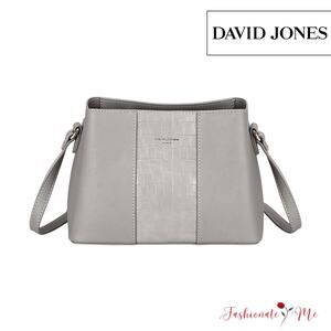 David Jones PU Leather Adjustable Shoulder Strap Crossbody Bag | Grey